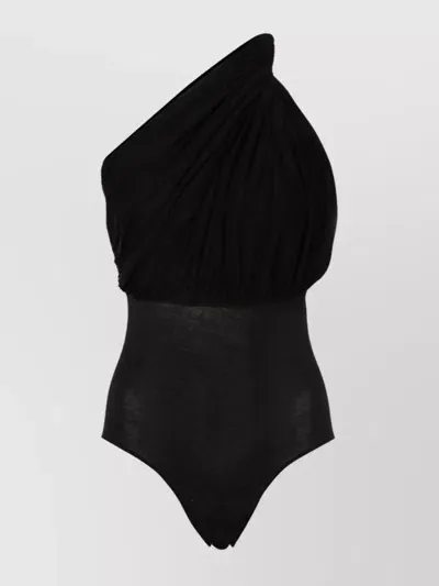 Rick Owens One-shoulder Draped Bodysuit In Black