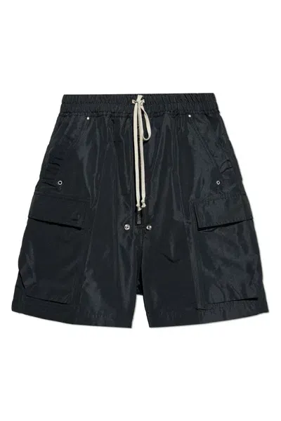 Rick Owens Drawstring Cargobela Shorts In Black