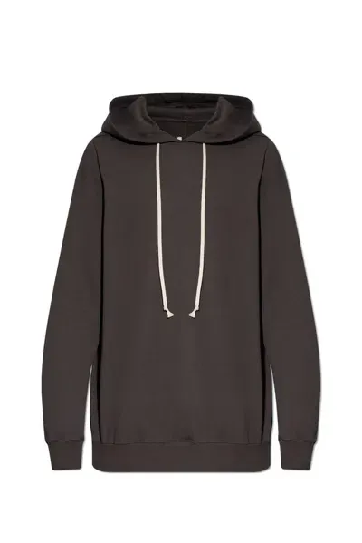 Rick Owens Drawstring Hoodie In Brown