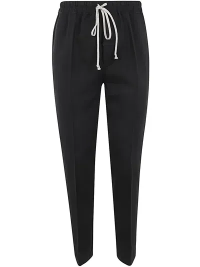 Rick Owens Drawstring Slim Long Pants In Black