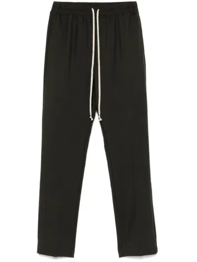 Rick Owens Drawstring Slim Long Trousers In Dark Dust