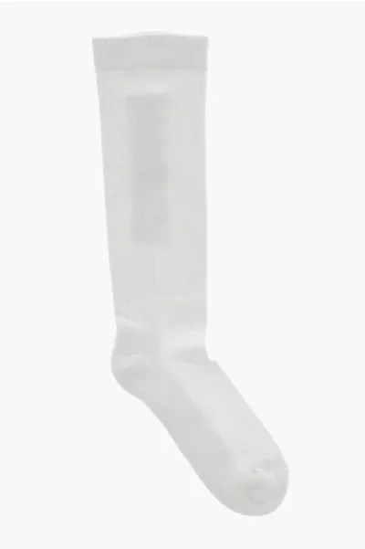 Rick Owens Drksdw Solid Color Long Socks In White