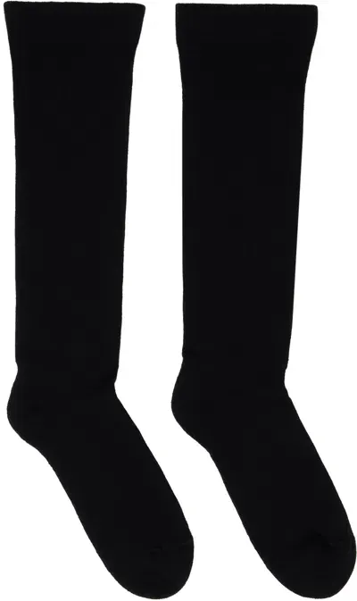 Rick Owens Drkshdw Black Porterville Knee High Socks In 0908 Black/pearl