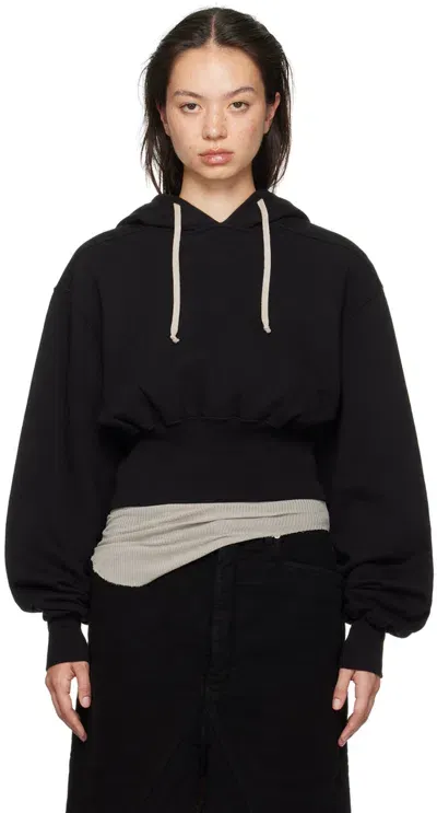 Rick Owens Drkshdw Black Porterville Tatlin Hoodie In 09 Black