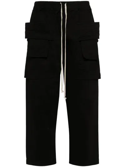 Rick Owens Drkshdw Creatch Cargo Cropped Drawstring Pants In Black