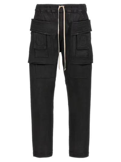 Rick Owens Drkshdw Creatch Coated Finish Cargo Pants In Black