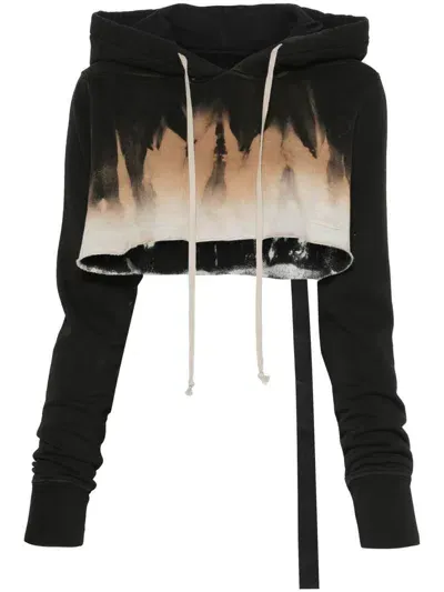 Rick Owens Drkshdw Cropped Hoodie In Black/terra