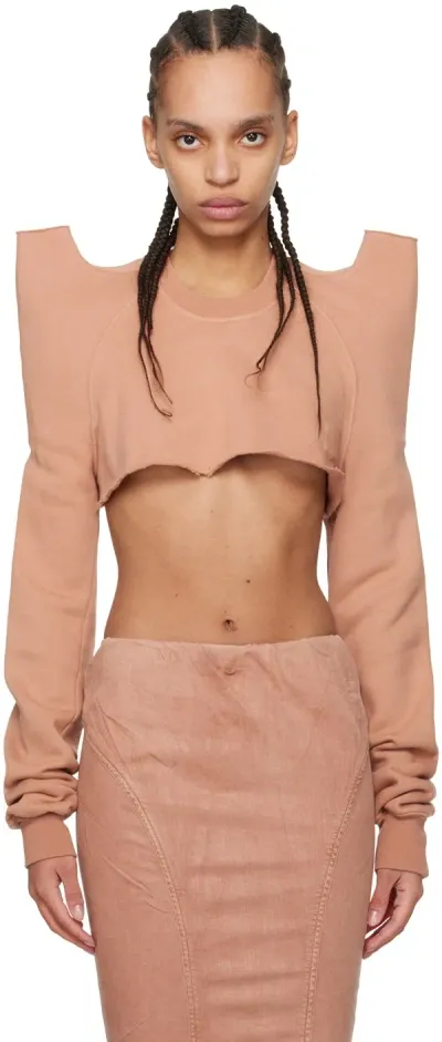 Rick Owens Drkshdw Pink Cropped Tecsweat Sweatshirt