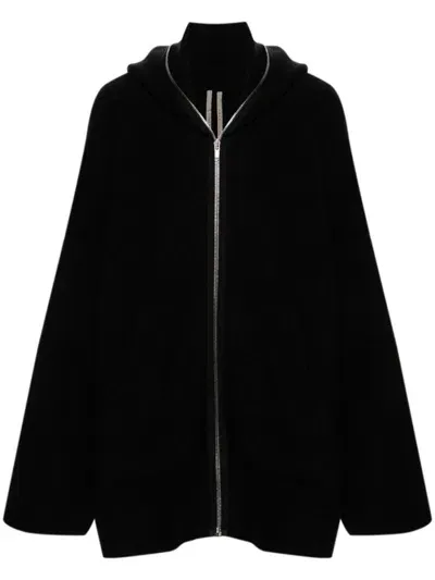 Rick Owens Drop-shoulder Hooded Jacket In Black