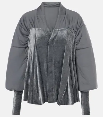 Rick Owens Duvetessa Jersey And Velvet Jacket In Grey