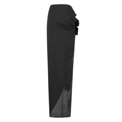 Rick Owens Edfu Asymmetric Maxi Skirt In Black