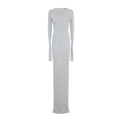 Rick Owens Edfu Crewneck Ruched Gown In White