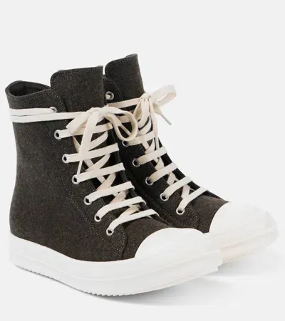 Rick Owens Felt High-top Sneakers In 411 Brown/milk/milk