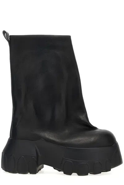 Rick Owens Flared Mega Tractor Boots In Black