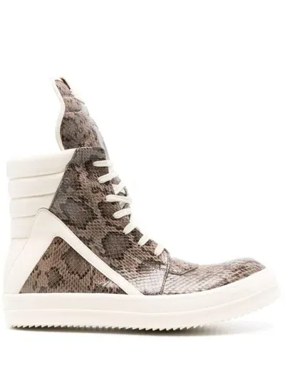 Rick Owens Geobasket Sneakers In Brown