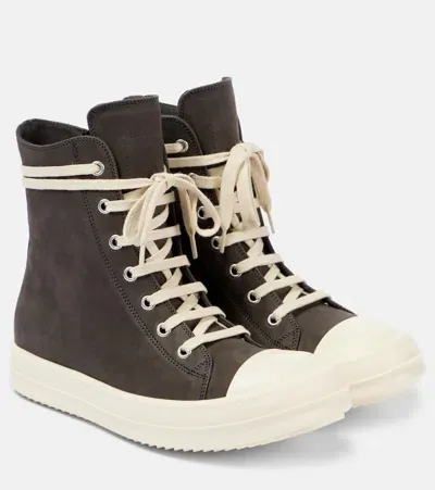 Rick Owens Geobasket Suede High-top Sneakers In Grey