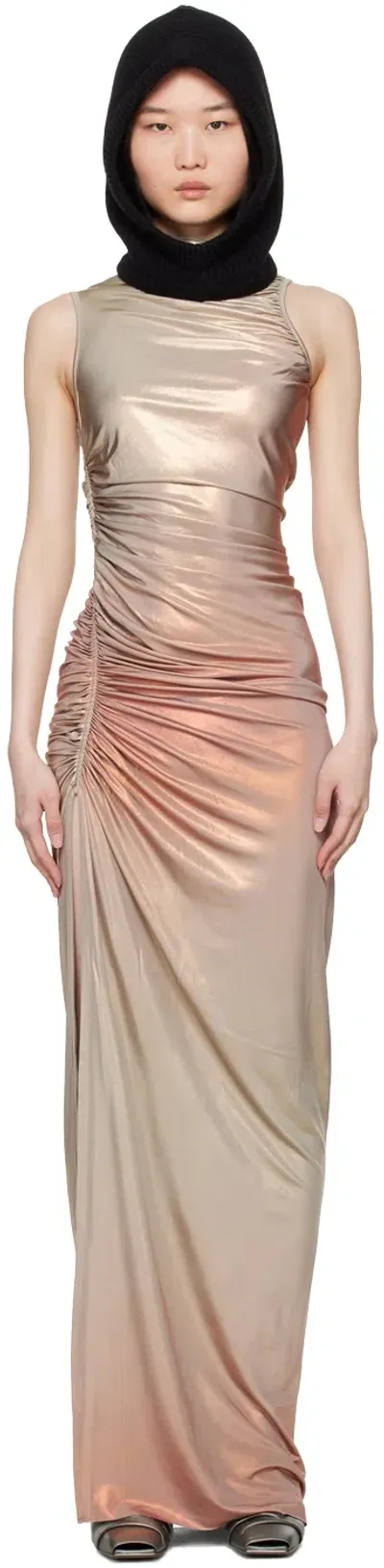 Rick Owens Gold Lido Svita Maxi Dress In 123d Tangerine Degra