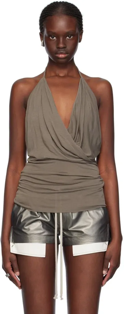 Rick Owens Gray Draped Tank Top In Green