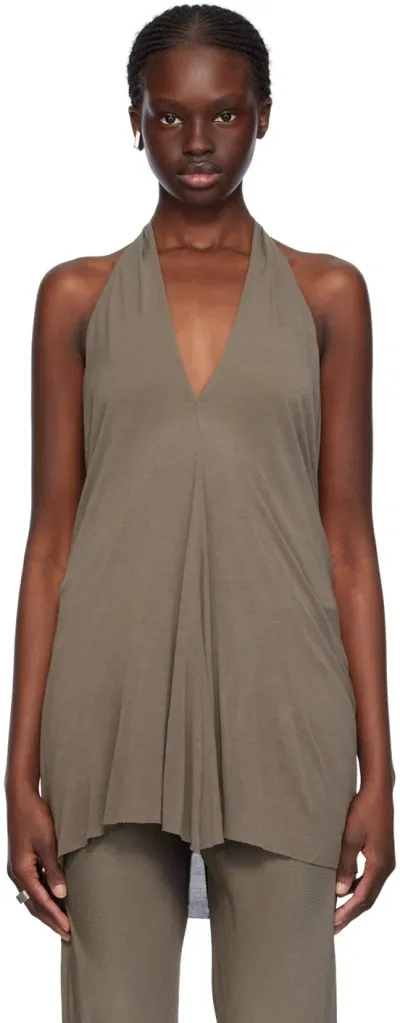 Rick Owens Gray Halter Tank Top In 34 Dust