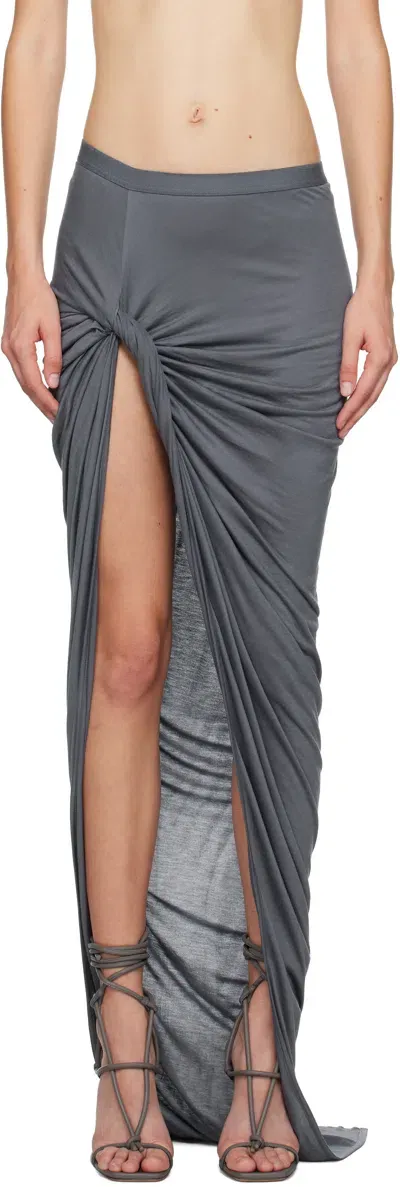 Rick Owens Gray Porterville Twist Edfu Maxi Skirt In 138 Steel