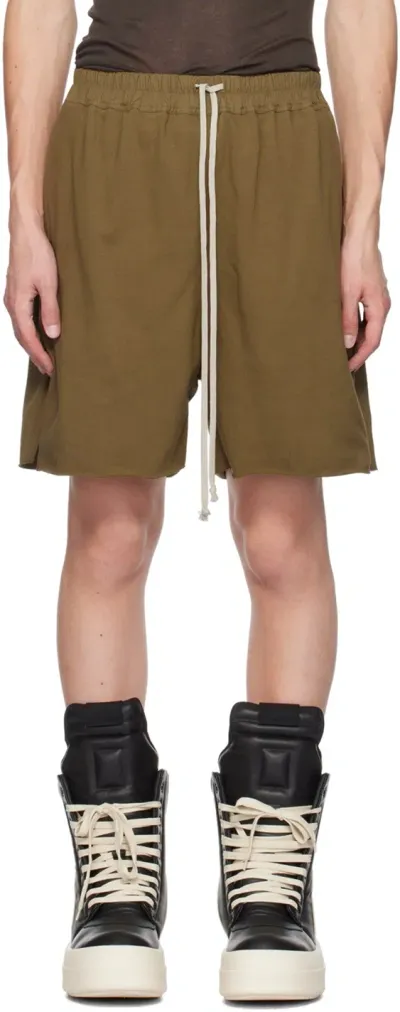 Rick Owens Green Porterville Boxer Shorts In 35 Bean