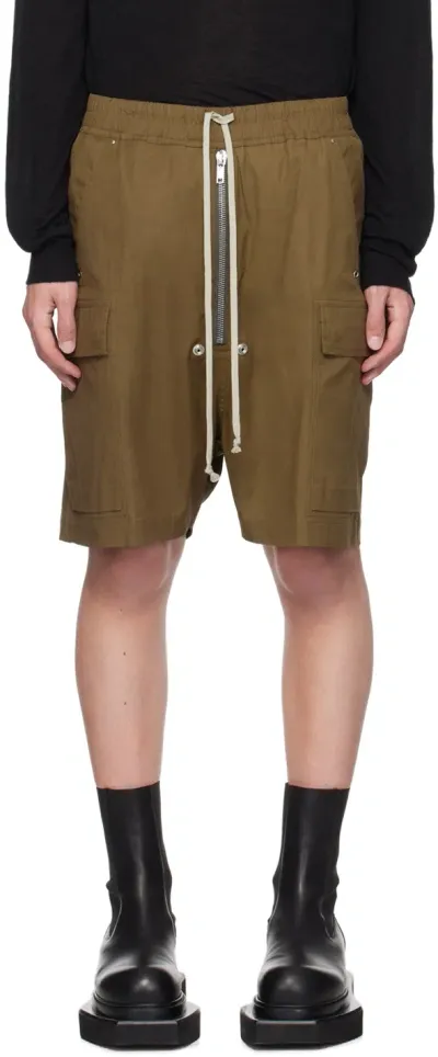 Rick Owens Green Porterville Cargobela Shorts In 35 Bean