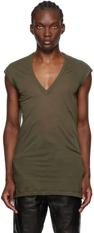 Rick Owens Green Porterville Deep V T-shirt In 75 Forest