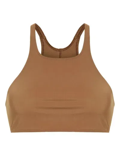 Rick Owens Halterneck Bikini Top In Brown