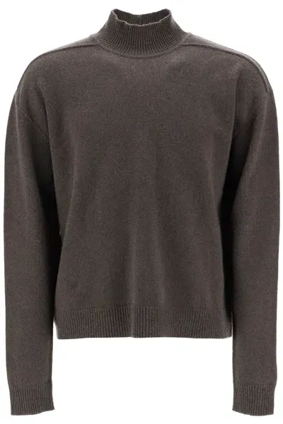 Rick Owens High-neck Cashmere Pullover Sweater In Grey