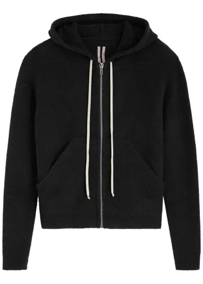 Rick Owens Hooded Alpaca-blend Sweatshirt In Black