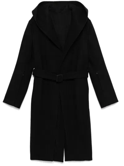 Rick Owens Hooded Coat In Black