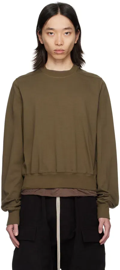 Rick Owens Khaki Porterville Crewneck Sweatshirt In 35 Bean