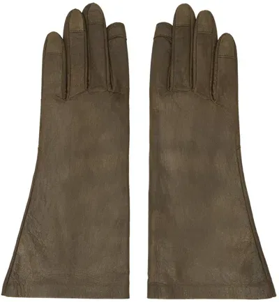 Rick Owens Khaki Porterville Short Gloves In 35 Bean