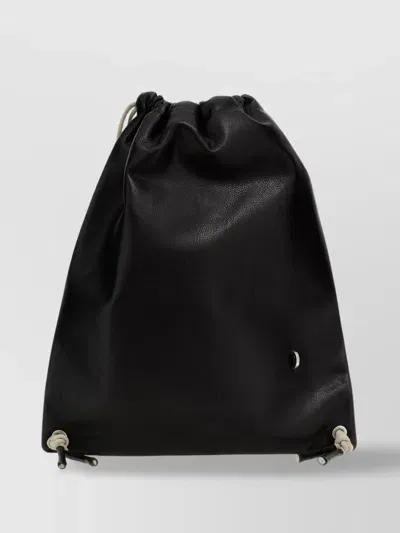 Rick Owens Drawstring Leather Backpack In Black