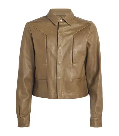 Rick Owens Leather Jacket In Brown