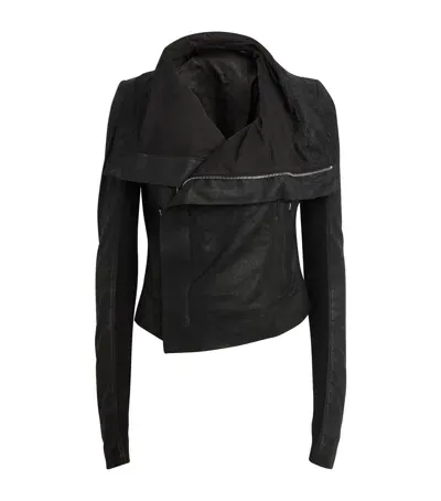 Rick Owens Leather Porterville Biker Jacket In Black