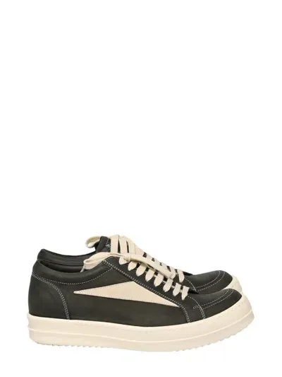 Rick Owens Leather Sneakers In 7511 Forest/milk/milk