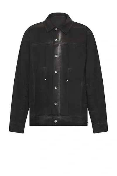 Rick Owens Lido Worker Denim Jacket In Black