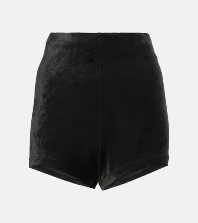 Rick Owens Lilies Dirt Velvet Jersey Shorts In Black