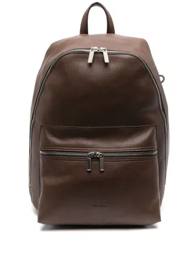 Rick Owens Logo-debossed Backpack In Brown