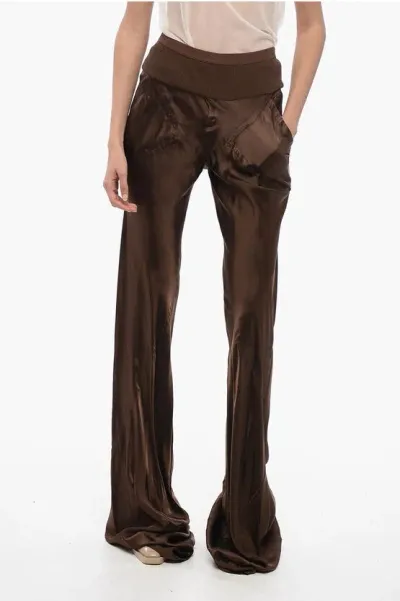 Rick Owens Luxor Satin Bias Extralong Pants In Brown