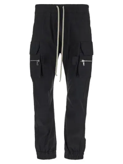 Rick Owens Mastodon Drawstring Cargo Pants In Black