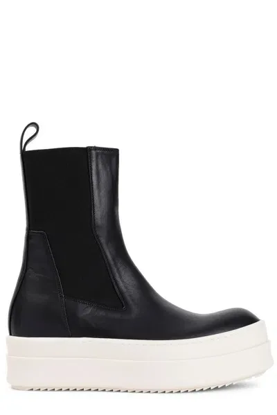 Rick Owens Mega Bumper Beatle Round Toe Boots In Black