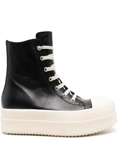 Rick Owens Mega Bumper Leather Sneakers In Black