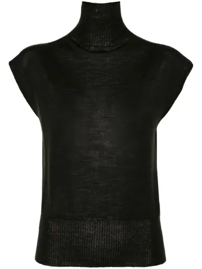 Rick Owens Mock-neck Knitted Vest In Green