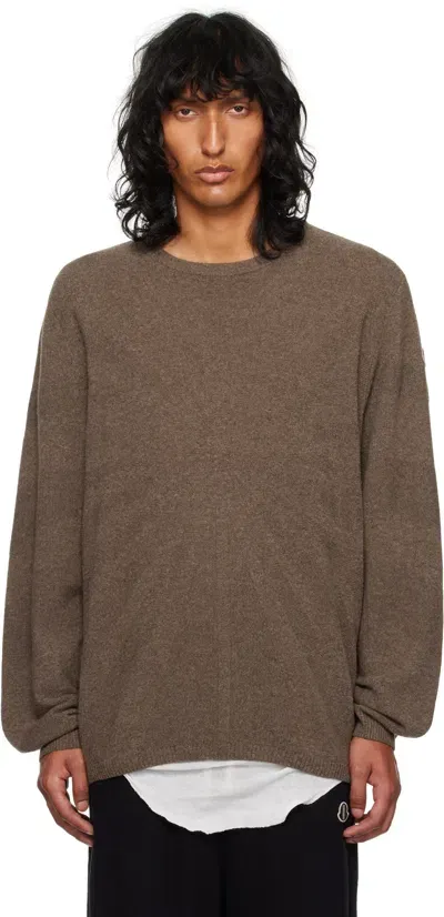 Rick Owens Moncler +  Gray Jumbo Round Neck Sweater In 25x Dust