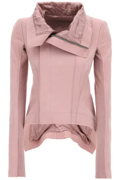 Rick Owens Naska Nabuk Biker Jacket In Pink