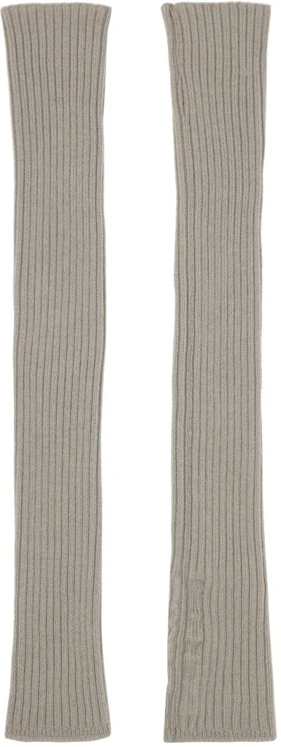 Rick Owens Off-white Porterville Ribbed Arm Warmers In 08 Pearl