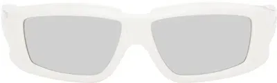 Rick Owens Off-white Rick Sunglasses In 1118 Milk/silver