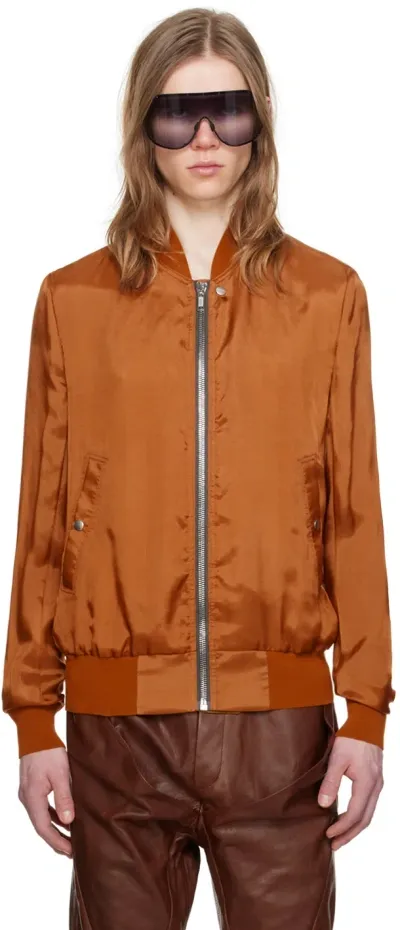 Rick Owens Orange Classic Flight Bomber Jacket In 53 Clay